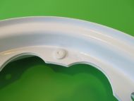 Scootopia White 10" wheel rim with Innocenti logo Lambretta LI + TV + SX + Special + GP/DL + Serveta