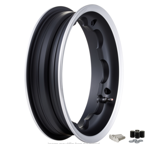 CERCHIO TUBELESS SIP POSTERIORE LARGO CANALE 2.5 NERO BORDO LUCIDO Lambretta LI + TV + SX + Special + DL + Serveta