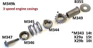 Set parastrappi pignone anteriore completo per Lambretta J + Lui modelli a 3 marce