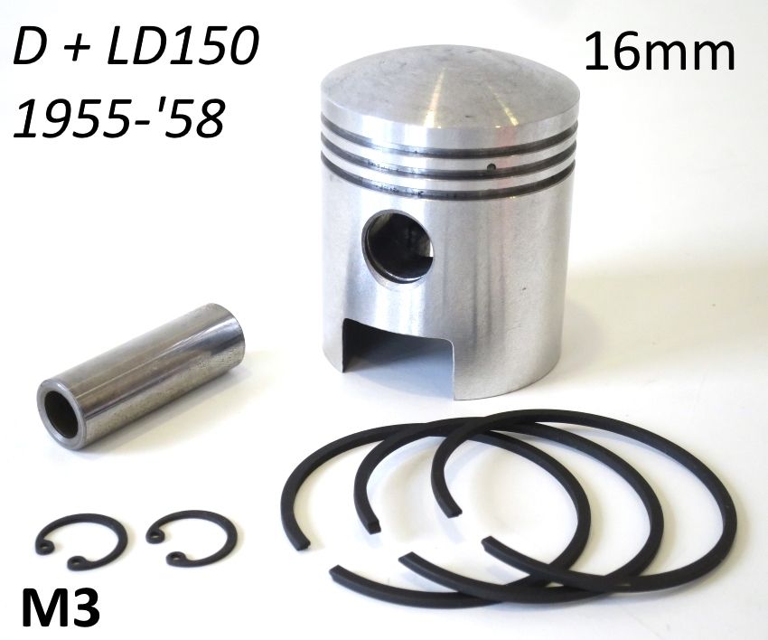 Pistone Lambretta D + LD 150cc spinotto 16mm (+ maggiorazioni varie)