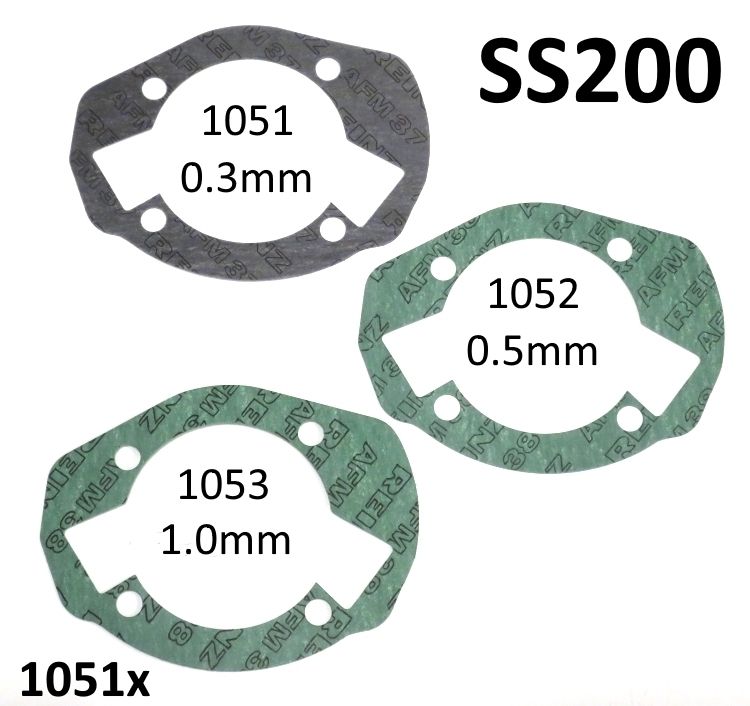 Set of 3 x base gaskets (0.3 + 0.5 + 1.0mm thicknesses) for Casa Performance SS200 kit (+ similar)