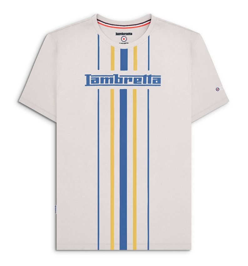 T-shirt Lambretta a righe verticali Whitecap Grey