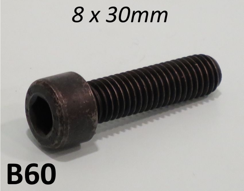 8 x 30mm allen screw (burnished / blackened finish) for engine Lambretta A (2nd vers.) + B + C + LC + D + LD