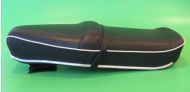 Black (with white piping) Pegasus 'flatbase' seat (HIGH fronted version) Lambretta LI + TV + SX + Special + GPDL