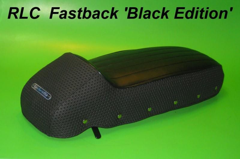 'RLC Fastback' sports seat 'Black Edition' Lambretta LI + TV + SX + Special + DL + Serveta