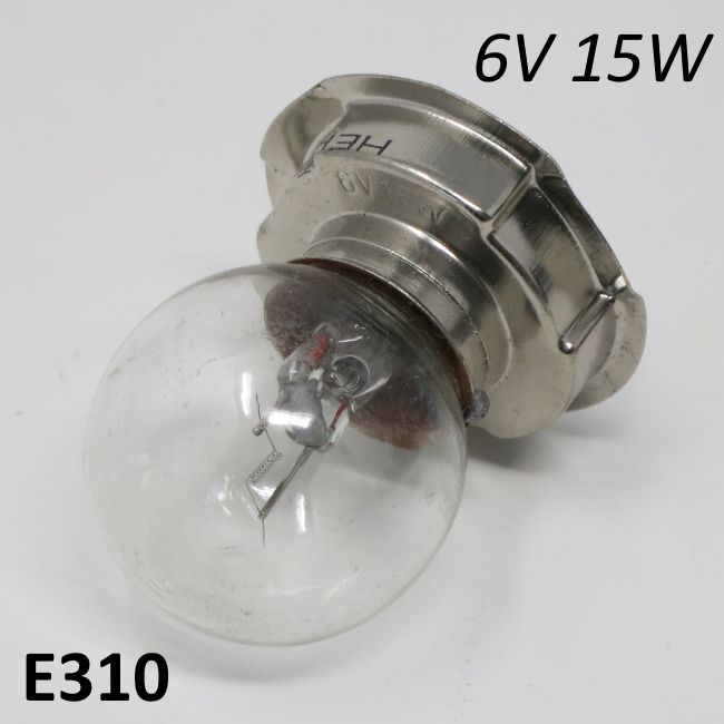 Mono filament 6V 15W headlight bulb for Lambretta J50 + LUI50