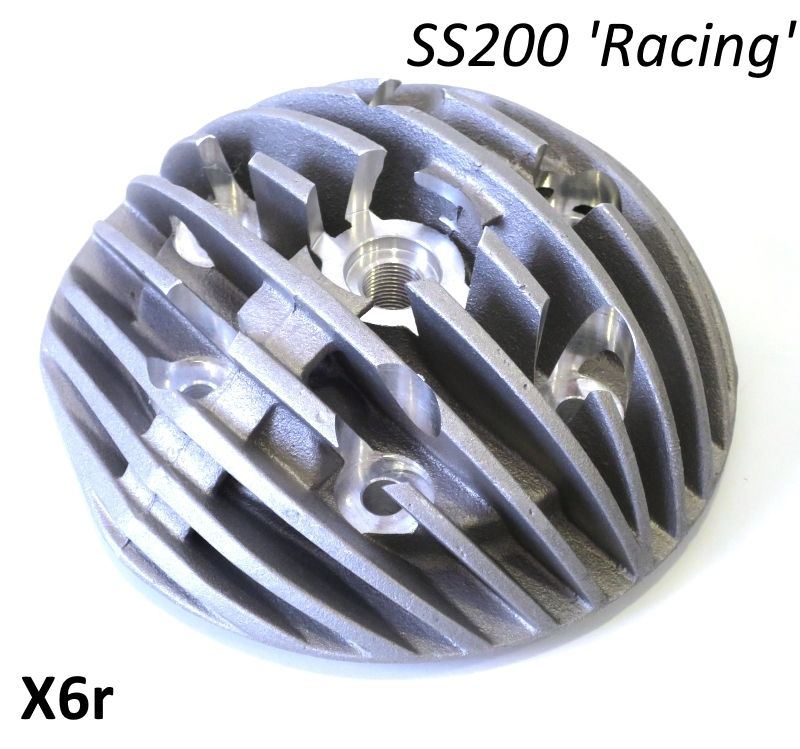 Testa Casa Performance Radiale, candela centrale, per kit cilindro SS200 per Lambretta S1 + S2 + S3 + TV3 + Special + SX + DL + Serveta