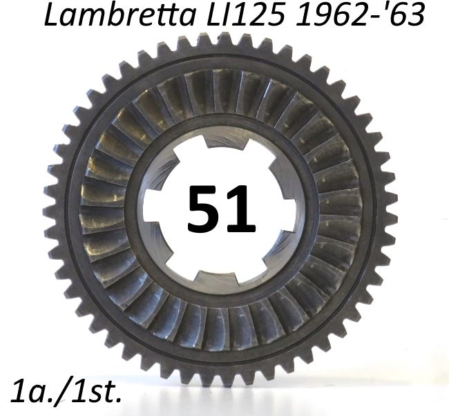 Ingranaggio 1a. marcia z51 per Lambretta LI125 (S1/S2/S3)