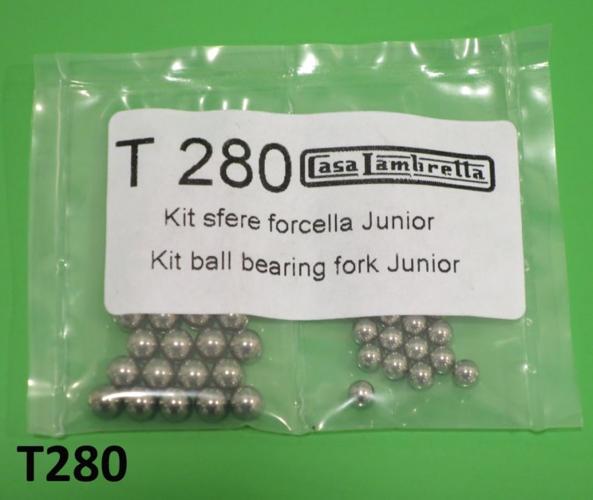Set of upper + lower ball bearings for front forks / steering for Lambretta J