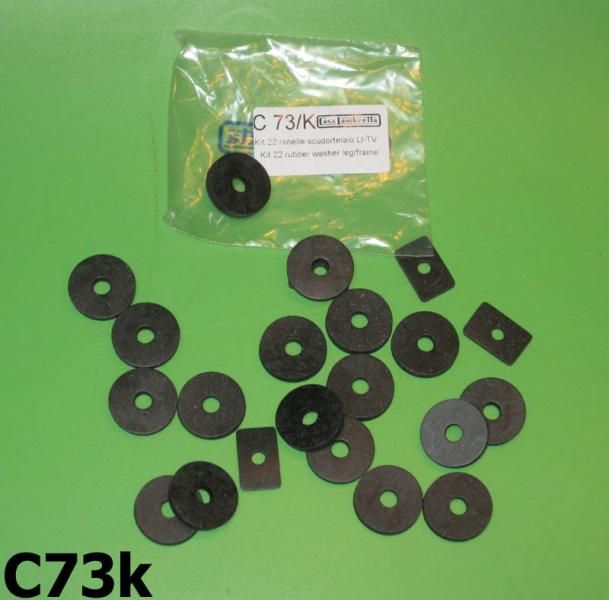 Kit rondelle in gomma antivibranti tra scudo e telaio per Lambretta LI + TV + SX + Special + DL + Serveta