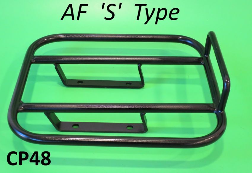 Black Rear AF 'S' Type style carrier for Lambretta LI S3 + TV3 + SX + Special + GP/DL + Serveta