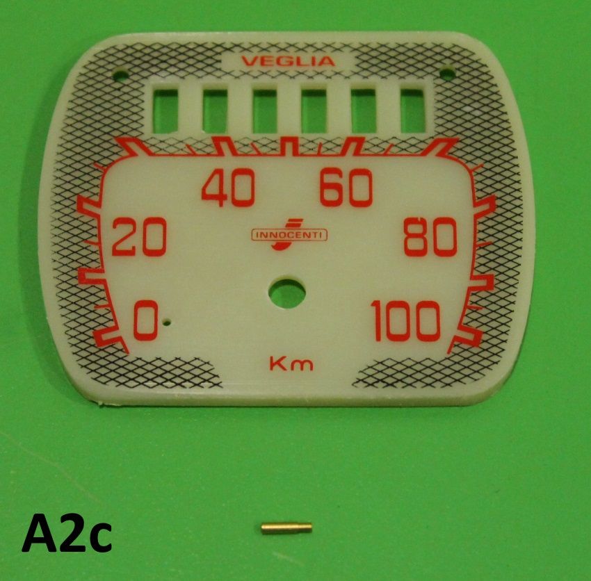 Rectangular speedo face + pin for Lambretta LD150 '57