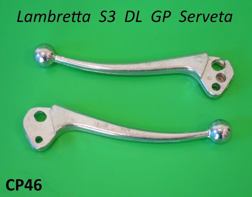 Pair of accessory type ball end handlebar levers (large type) Lambretta LI S3 + TV3 + SX +  Special + GP/DL + Serveta