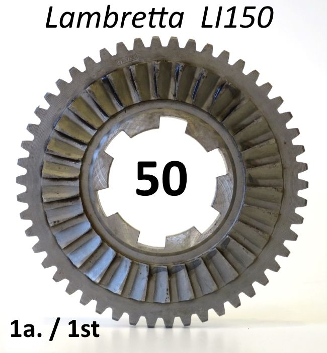 Ingranaggio cambio 1a. marcia z50 denti per Lambretta LI150 S1 / S2 + LI125 S3 + LI150 S3 + Special 150