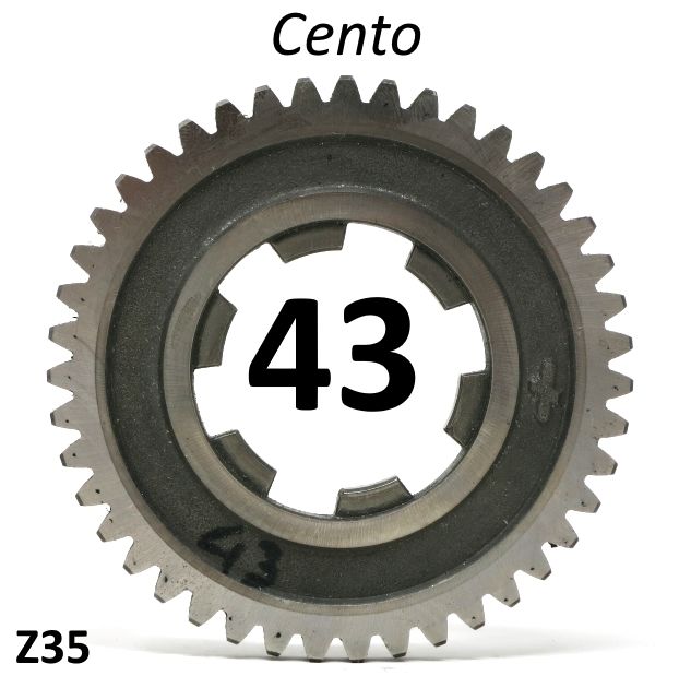 43T 2nd. gear cog for Lambretta J Cento (3 speed)