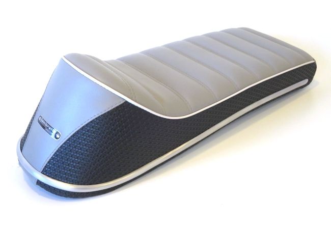 Sella sportiva monoposto RLC Dante Sportback grigia/nera per Lambretta LI + TV + SX + Special + GP/DL + Serveta