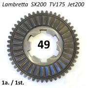 Italian made 49 tooth 1st gear cog for Lambretta SX200 + TV175 + Jet200