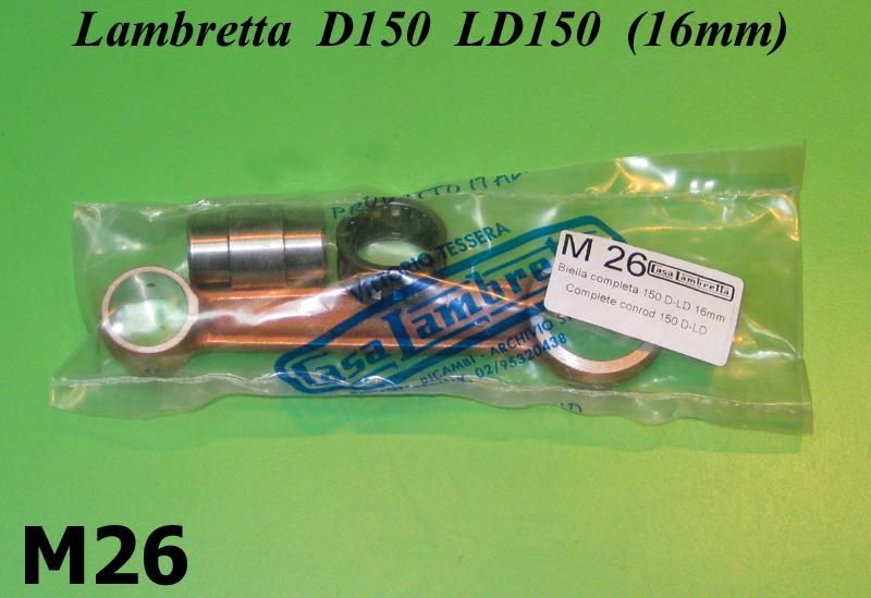 Biella completa spinotto pistone 16mm Lambretta D + LD