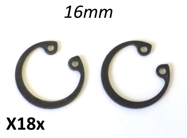 Coppia seeger 16mm (tipo originale) per pistone Lambretta D/LD (mod. dal 1954) + LI + TV + SX + Special + DL + Serveta + J100/125