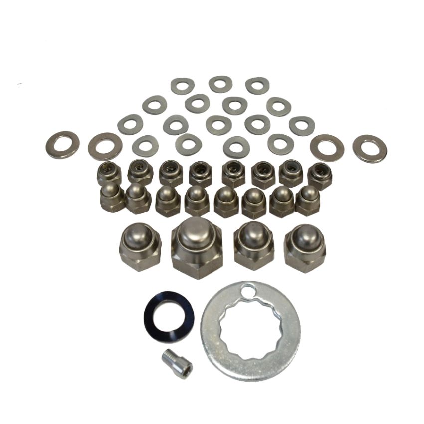 Kit dadi e rondelle inox per ruote Lambretta LI + TV + SX  (mod. pre - 1968)