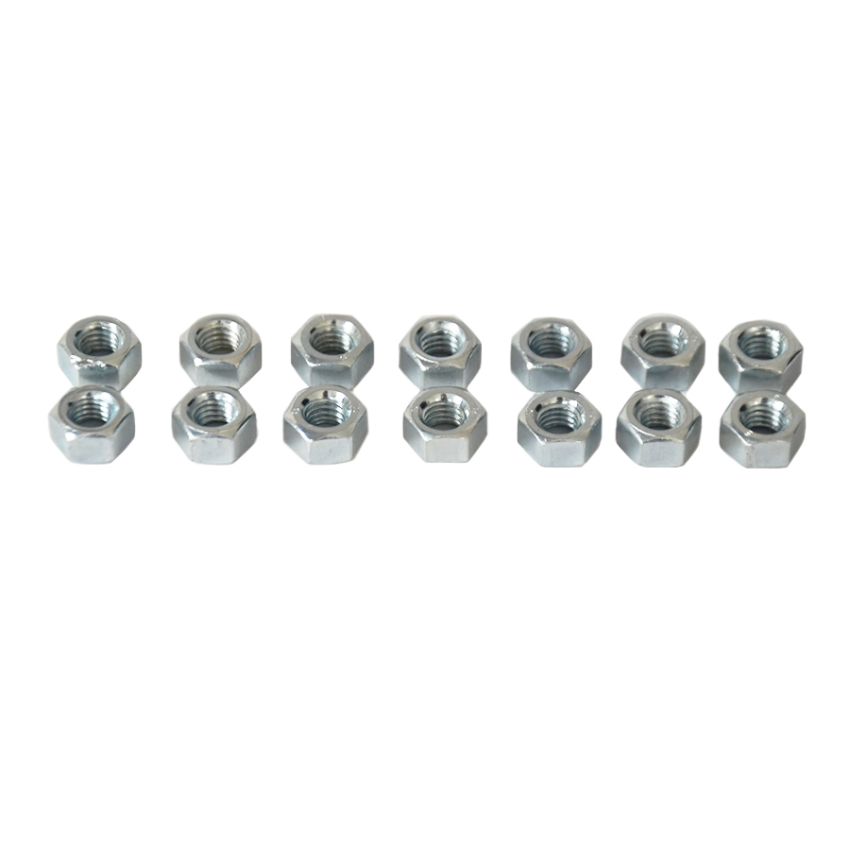 Set of 14 x 6mm 'deep' plain nuts (10mm spanner size) for engine sidecasing cover Lambretta LI + TV2/3 + SX + Special + DL + Serveta + J + Lui