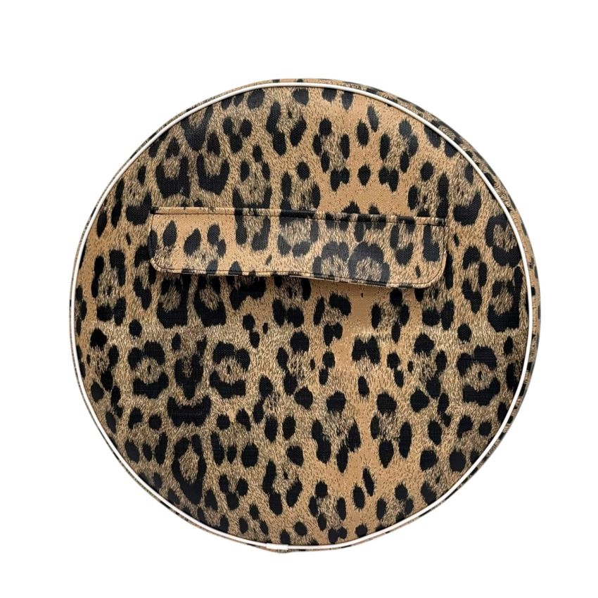 Copri ruota leopardato con tasca per ruota di scorta 3.50-10 piping bianco