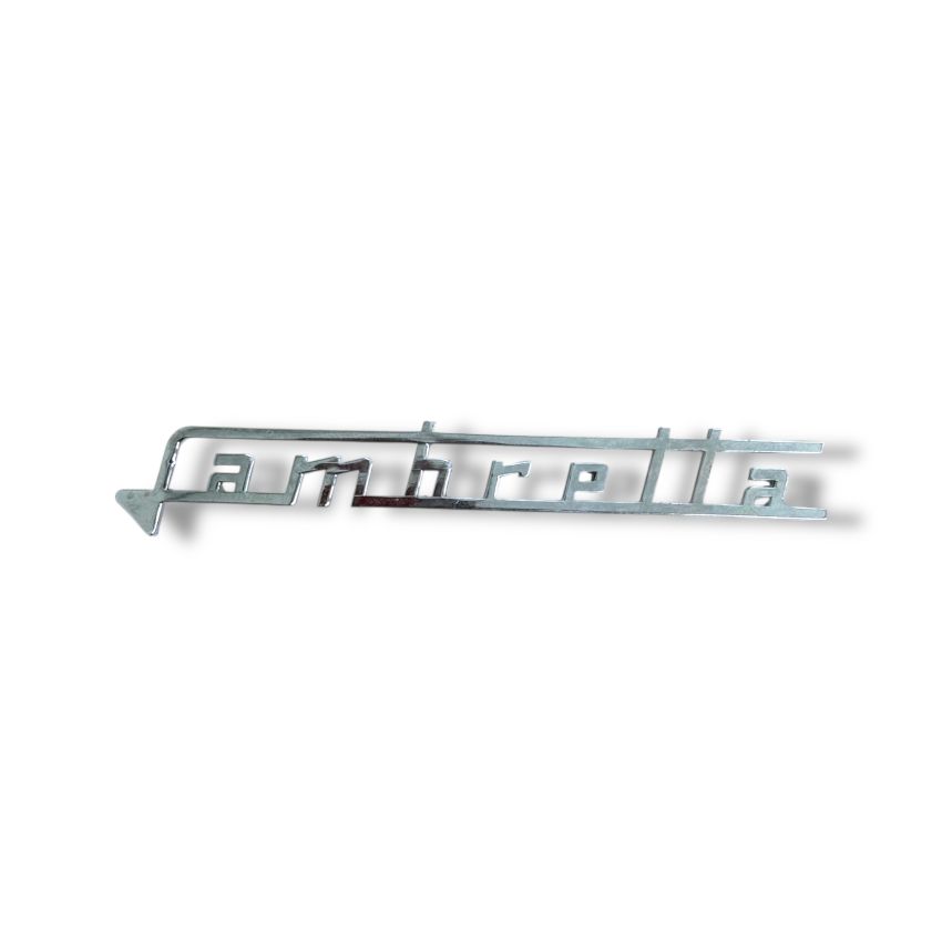 Chrome 'Lambretta' legshield badge (early type) for Lambretta Lui Vega Cometa year 1968