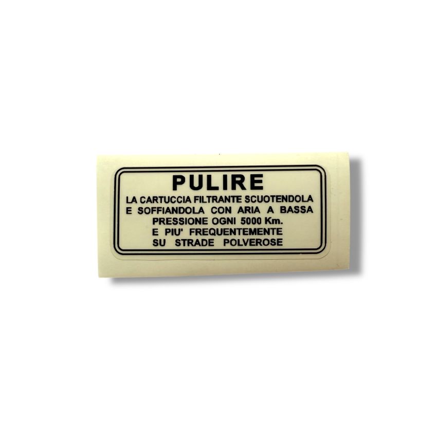 Decalcomania manutenzione filtro aria Lambretta TV, LI S, LI S3 fino a metà '64