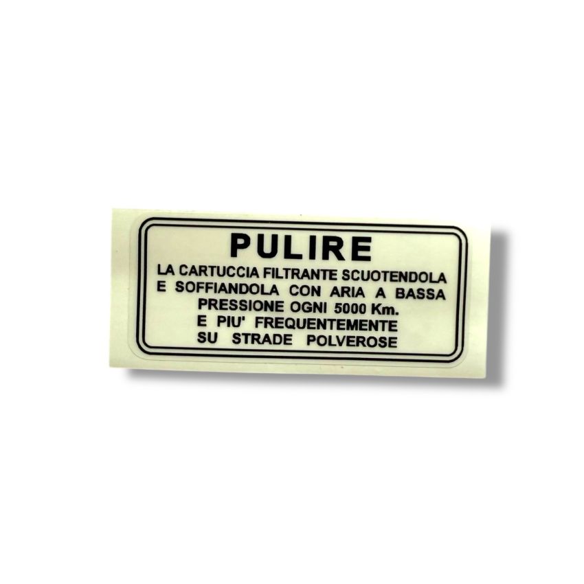 Decalcomania manutenzione filtro aria Lambretta LI S3 dopo metà '64, DL, GP lingua italiana