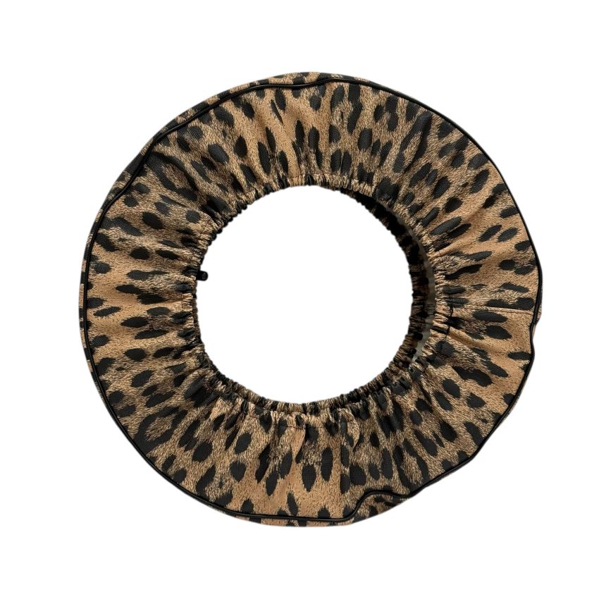 RLC ‘donut’ leopard print 3.50-10 spare wheel cover with black piping