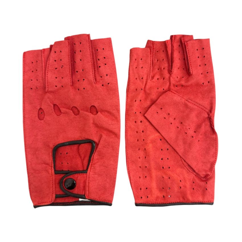 Guanti mezze dita per scooter e bici vintage line look color rosso