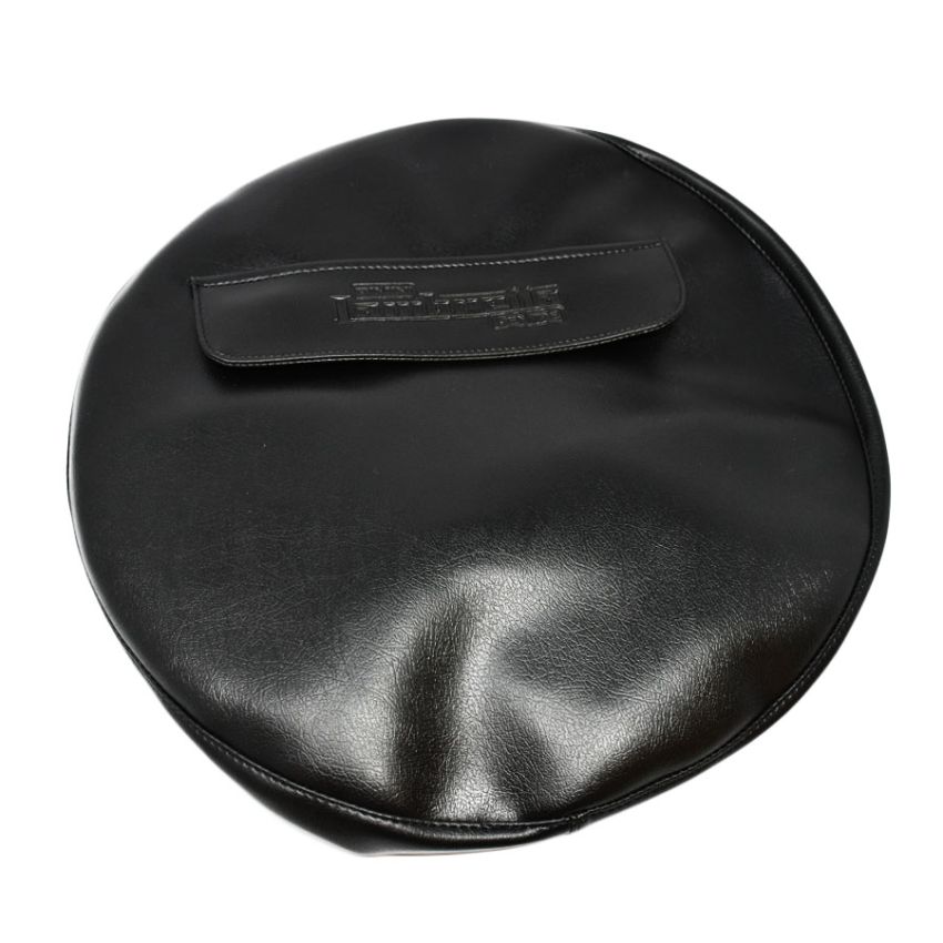 'Rimini Lambretta Centre' black 10" spare wheel cover with pocket + embossed logo