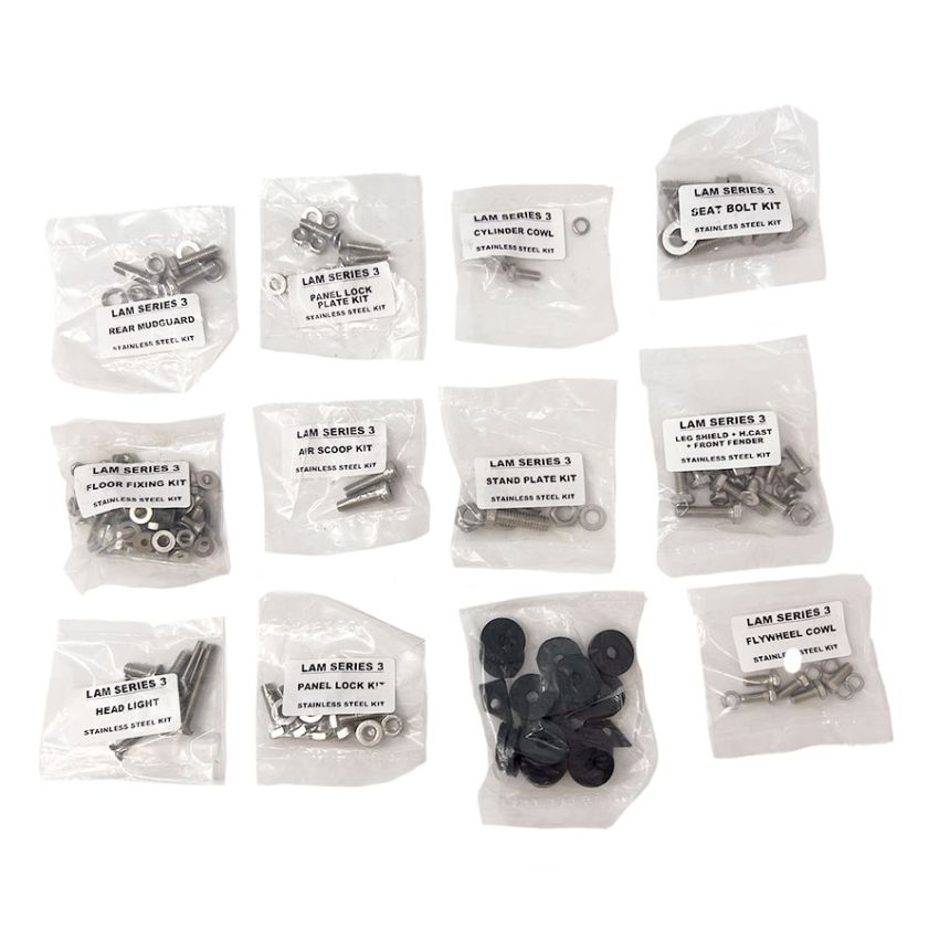 Kit di viti INOX per Lambretta LI S3 + TV3 + SX + Special + Serveta