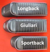 Sella sportiva RLC Dante Longback Nera per Lambretta LI + TV + SX + Special + DL + Serveta