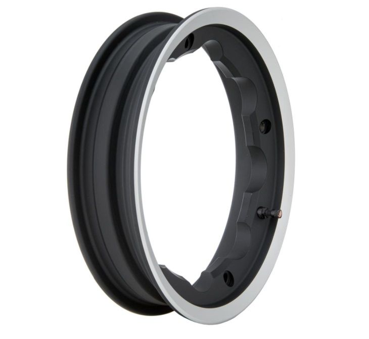 SIP Matt Black with polished edge tubeless wheel rim Lambretta LI + TV + SX + Special + DL + Serveta
