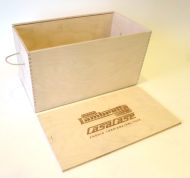 Wooden display / exhibition case for CasaCase Lambretta engine casing (sliding top cover version)