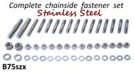 Complete set of Italian made STAINLESS STEEL studs + nuts + washers for engine chainside cover Lambretta LI + TV2/3 + SX + Special + GP/DL + J + Lui + Serveta