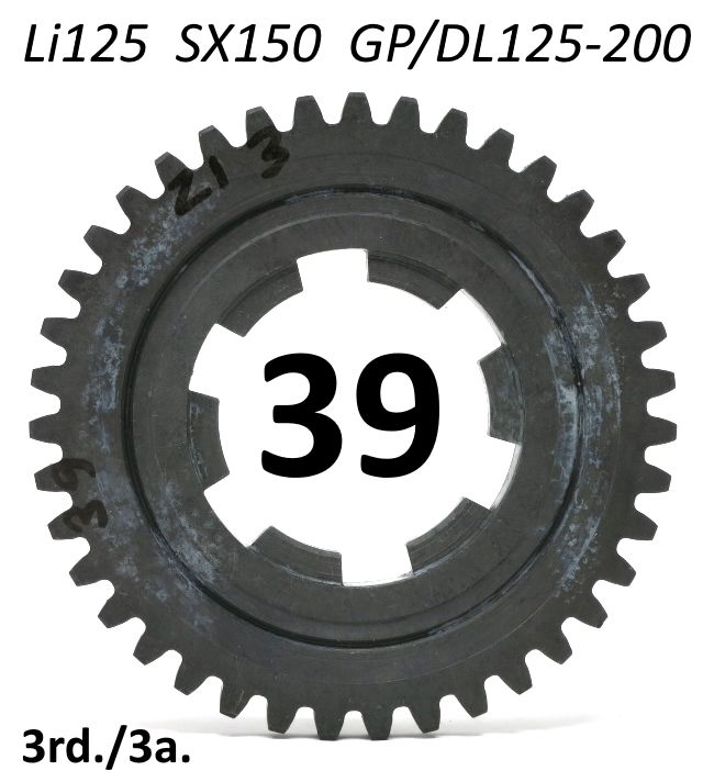 39T 3rd gear cog for  Lambretta SX150 + Special 125 + DL 125-150-200