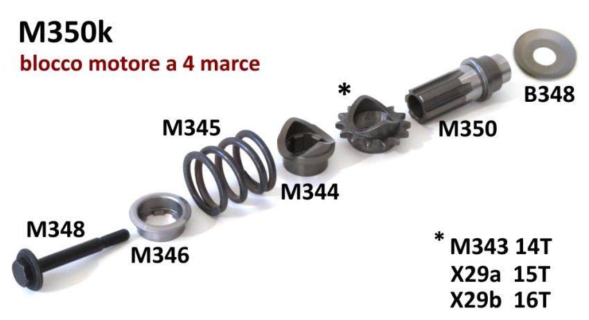 Complete front cush drive sprocket assembly for Lambretta J + Lui Vega Cometa 4 speed models