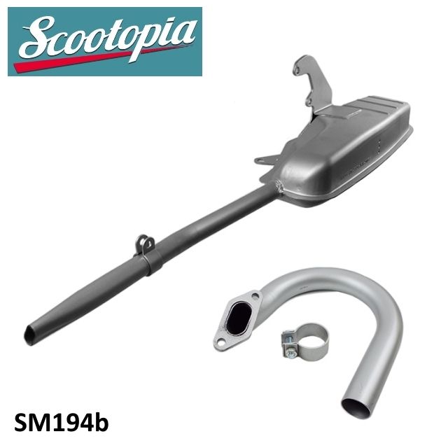 Complete 'Innocenti' exhaust silencer + U bend for Lambretta GP / DL