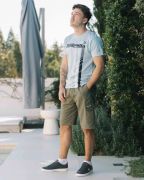 T-shirt Lambretta a righe azzurra