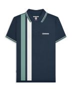 Lambretta polo vertical stripe navy/smoke blue