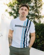 T-shirt Lambretta Racing Stripe Bianca/blu/nera