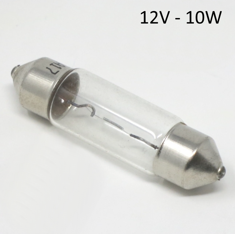 12V 10W torpedo festoon bulb for headlight (for 12V ignitions), medium size